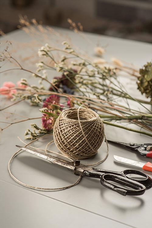 Materialien zum Blumenkranz-Binden